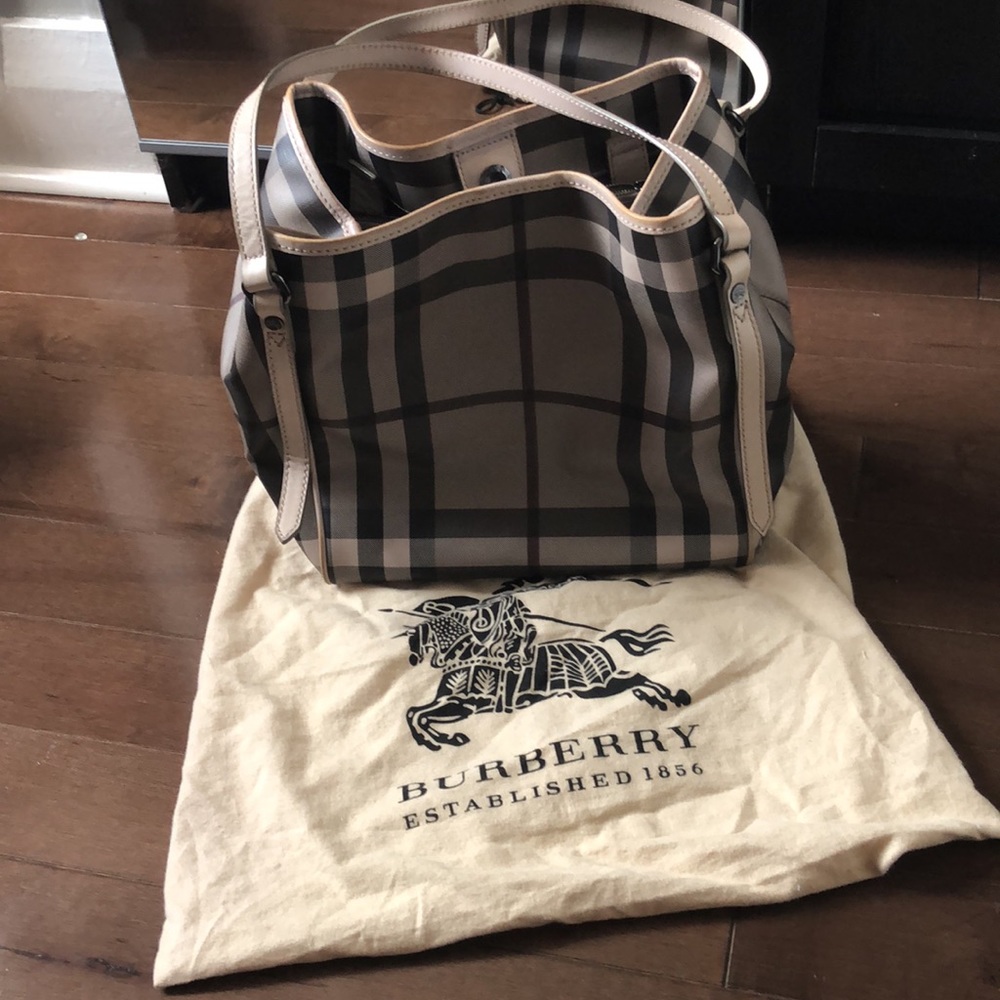 Burberry smoked check small coated canvas tote